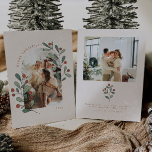 Boho Holly-familjens fotojulkort Inbjudningar