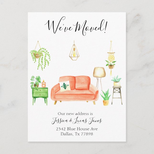Boho Home Flytta Announcement Vi har flyttat Meddelande Vykort (Framsida)