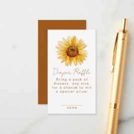 Boho Honey Sunflower Blöja Lotteri Baby Shower Tilläggskort