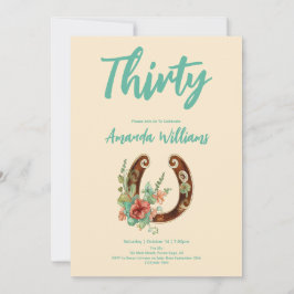 Boho Horseshoe WildblommThirtieth Birthday Inbjudningar