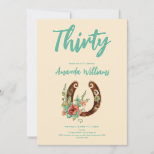 Boho Horseshoe WildblommThirtieth Birthday Inbjudningar