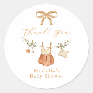 Boho höst baby shower tack stiker runt klistermärke
