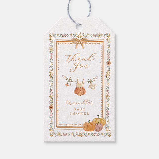 Boho höst baby shower tackkort presentetikett (Framsidan)