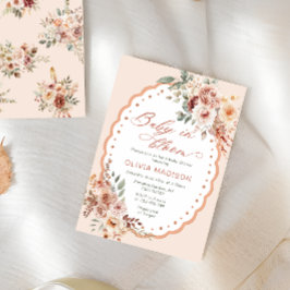 Boho höst blommande baby baby shower inbjudningar