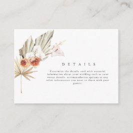 Boho höst blommande bröllopsdetaljer tilläggskort