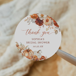 Boho höst blommande pumpa bröllopsdusch runt klistermärke