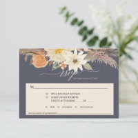 BOHO Höst Blommig Marinblå Pampasgräs Bröllop