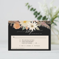 BOHO Höst Blommig Svart och Tan Pampasgräs Bröllop