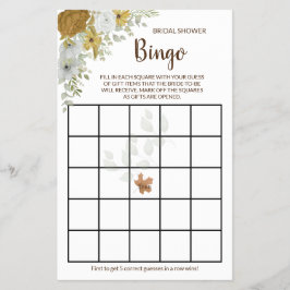 Boho höst blomster bröllopsfest Bingo spelkort F Flygblad