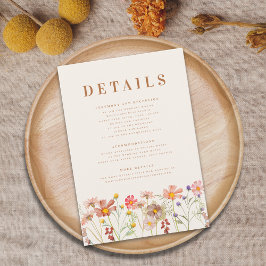 Boho höst blomster terrakotta bröllopsdetaljer tilläggskort
