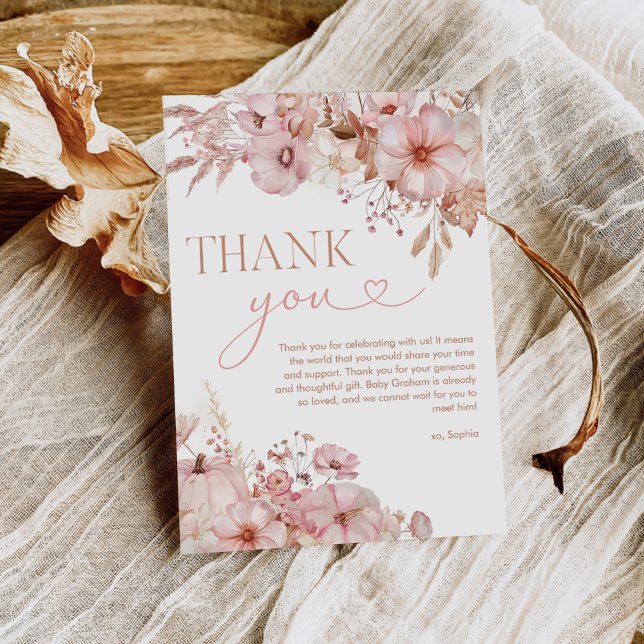 Boho höst blomsterpumpa baby shower  tack kort (Skapare uppladdad)