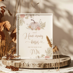 Boho höst gissa hur många kyssar bröllopsdusch poster