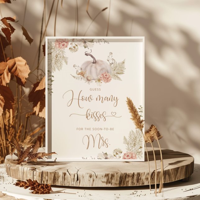 Boho höst gissa hur många kyssar bröllopsdusch poster (Skapare uppladdad)