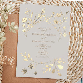Boho höst guld vildblomma bröllopsinbjudan inbjudningar