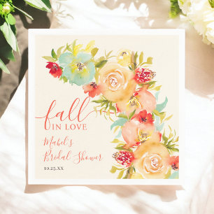 Boho Höst i kärlek blommande akvarell bröllopsdusc Pappersservett