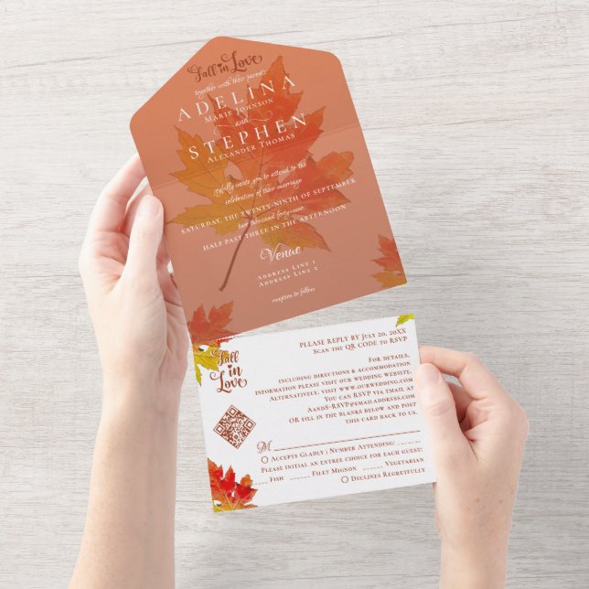 Boho Höst löv Burnt Orange Fall i Kärlek Bröllop (Tearaway)
