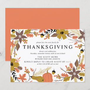 Boho Höst löv Thanksgiving Inbjudan till middag