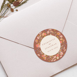 Boho höst rustika vilda blommor blommande bröllop runt klistermärke