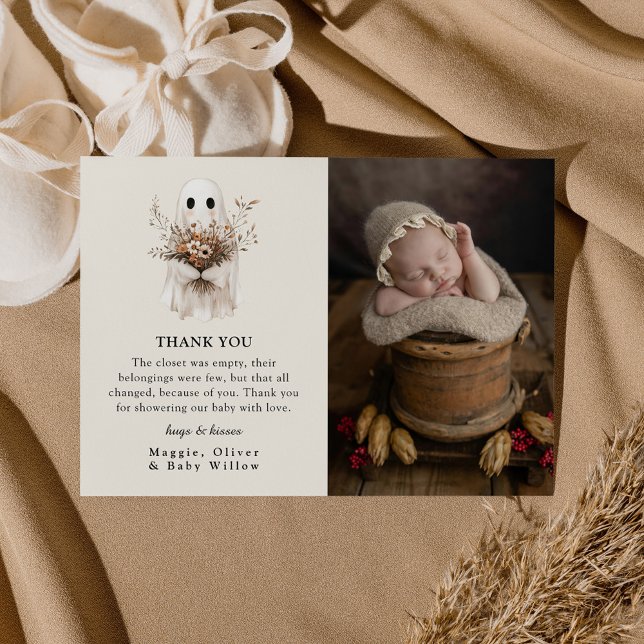 Boho höst spök vildblomma baby shower  tack kort (Skapare uppladdad)