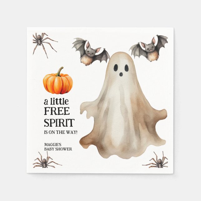 Boho höst spök vildblomma Halloween baby shower Pappersservett (Framsidan)