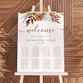 Boho höst terrakotta blommor bröllop sittplatskart poster