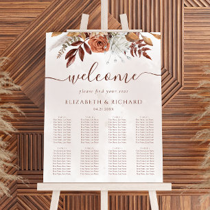 Boho höst terrakotta blommor bröllop sittplatskart poster