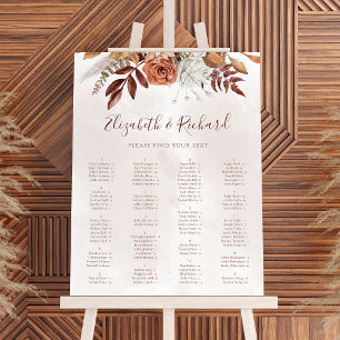 Boho höst terrakotta blommor bröllop sittplatskart poster