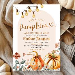Boho höst Två små pumpor gemensam baby shower Inbjudningar
