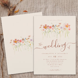 Boho höst vilda blommor blommig beige terrakotta inbjudningar