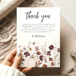 Boho höst vildblomma baby shower tack kort