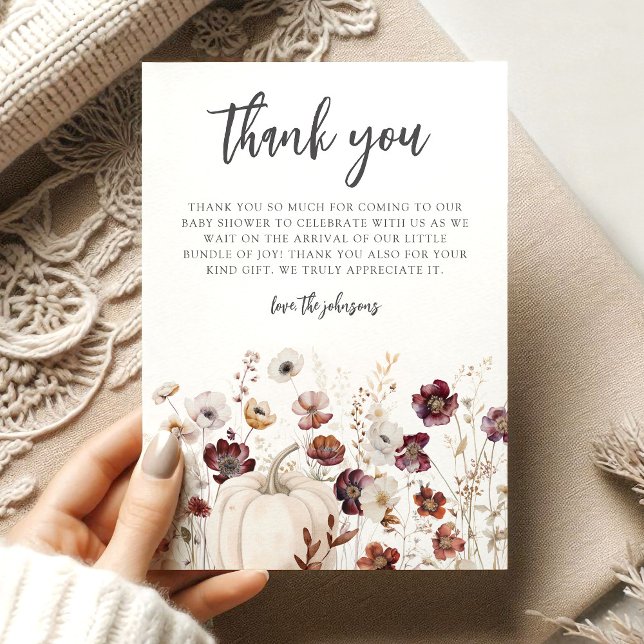 Boho höst vildblomma baby shower tack kort (Skapare uppladdad)