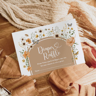 Boho höst vildblomma blöja lotteri baby shower tilläggskort