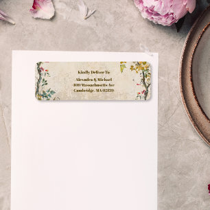 Boho höst vildblomma botanisk bröllop  returadress etikett
