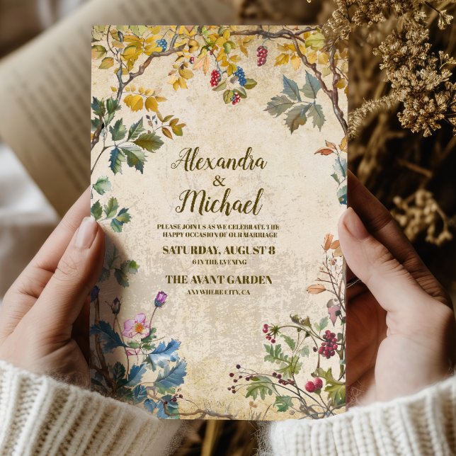 Boho höst vildblomma botanisk bröllopsinbjudan  inbjudningar (Skapare uppladdad)