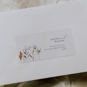 Boho Höst Vildblomma Bröllop RSVP Returadress Adressetikett