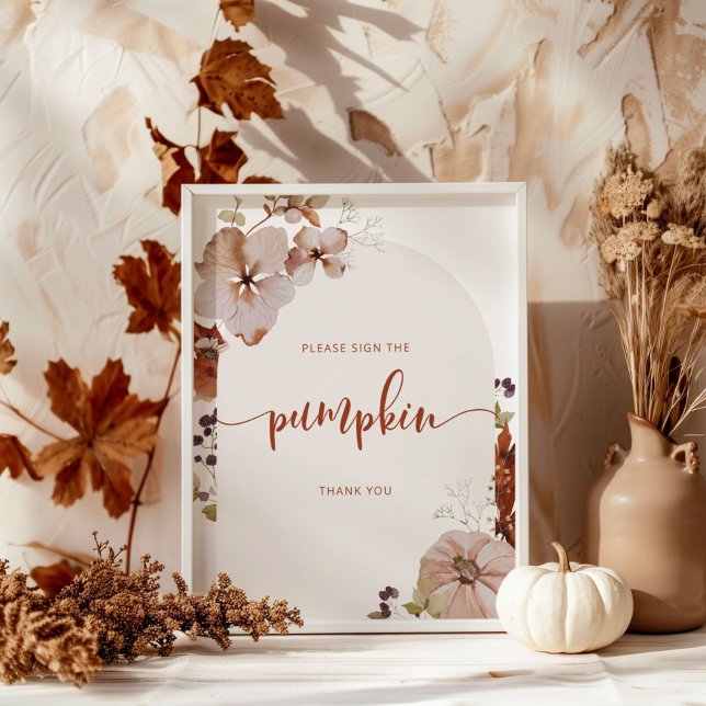 Boho höstbåge Vänligen underteckna pumptavlan Poster (Skapare uppladdad)