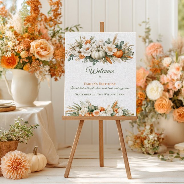 Boho höstblommig arrangemang födelsedags välkomst poster (Skapare uppladdad)
