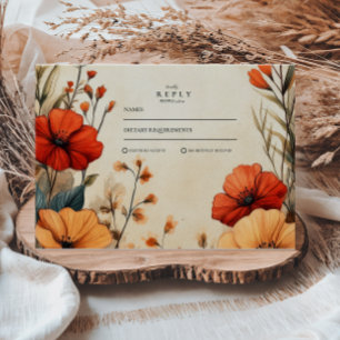Boho höstblommig bröllop OSA kort