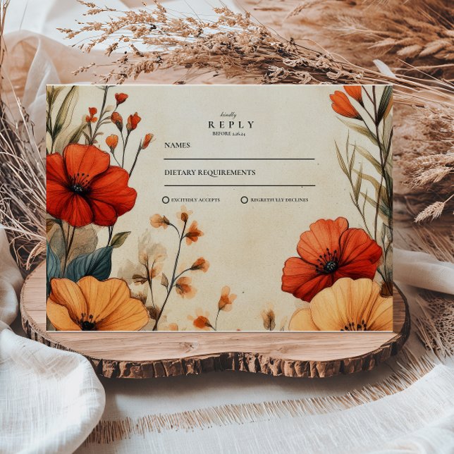 Boho höstblommig bröllop OSA kort (Skapare uppladdad)