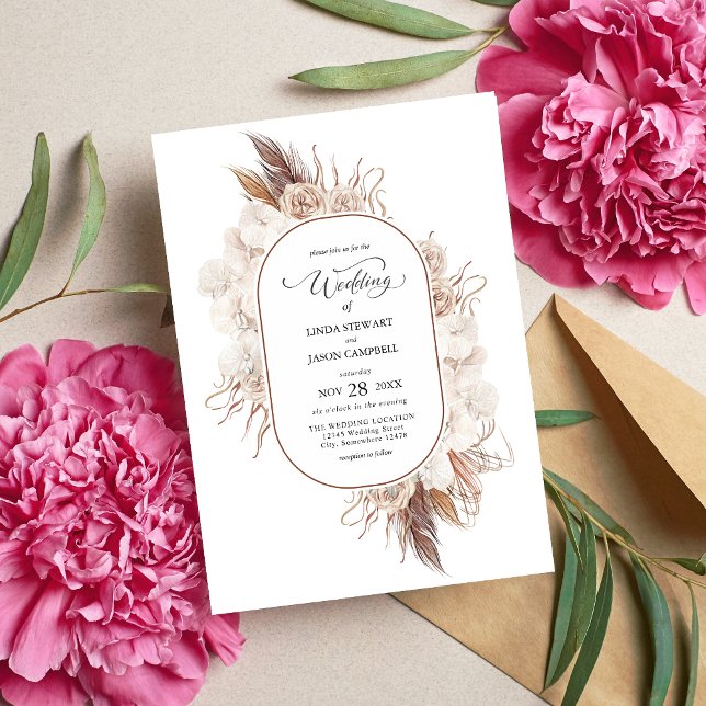 Boho Höstblommor Bröllop Inbjudningar (Skapare uppladdad)