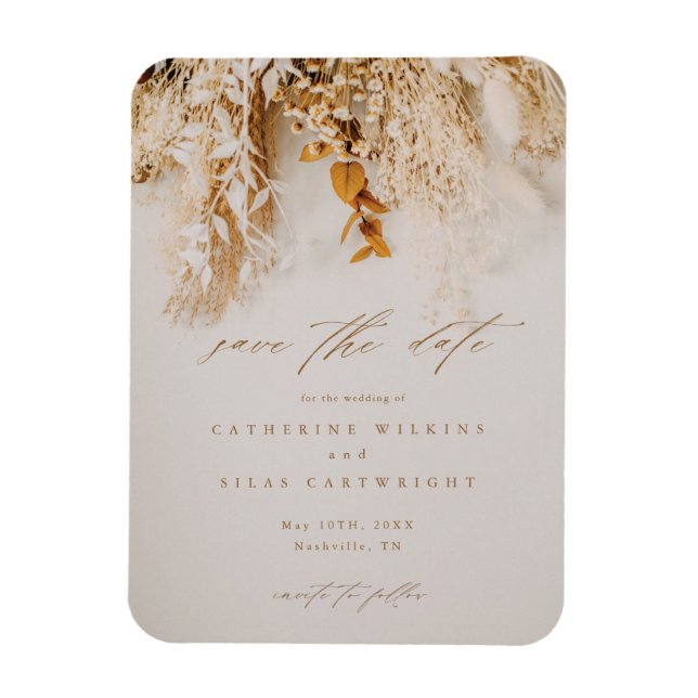 Boho höstblommor Bröllop Spara datumet Magnet (Vertikal)