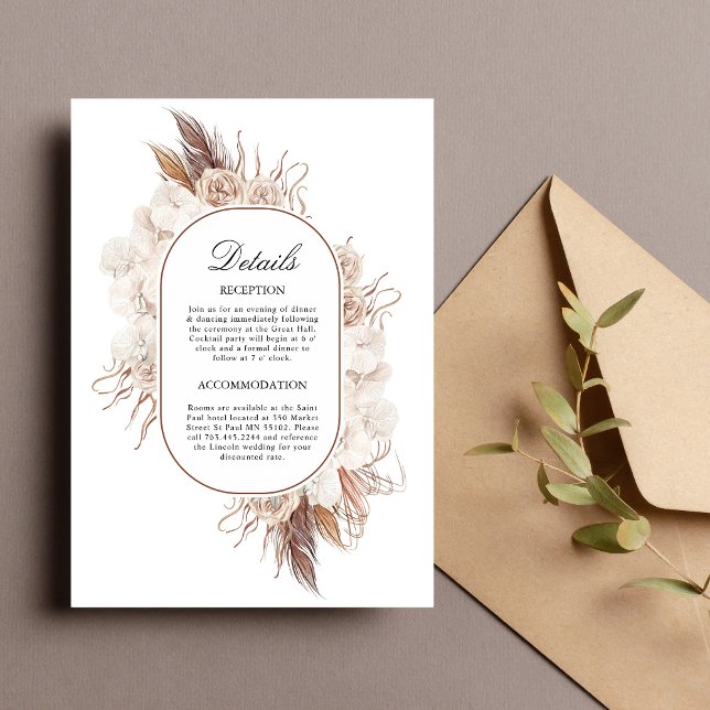 Boho höstblommor bröllopskort med instickskort inbjudningar (Boho fall flowers enclosure card adds warm, earthy charm to share wedding details.)