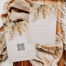Boho höstblommor med QR-kod bröllop