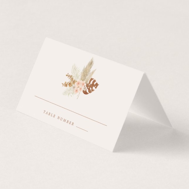 Boho höstblommor rustik utomhusbröllop kort (Baksida)