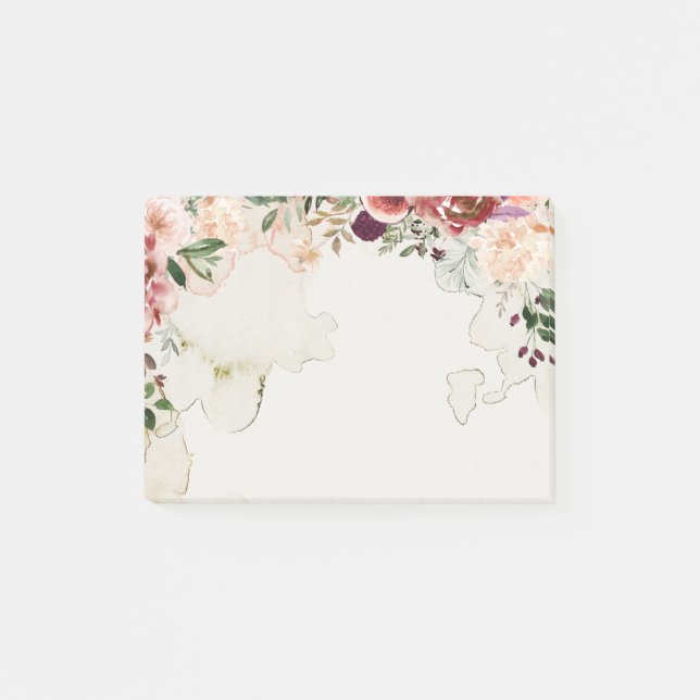 Boho höstblommor Tea Stained Bakgrund Post-it Block (Framsida)