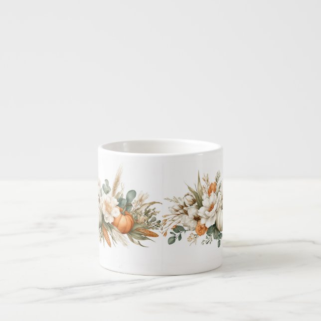 Boho höstblomsterarrangemang espressomugg (Framsidan)