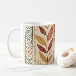 Boho höstlöv och tribalmönstrad kaffekopp