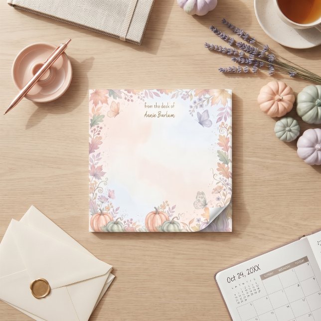Boho höstpumpa anpassade anteckningar post-it block (Keep your reminders stylish with these personalized boho autumn sticky notes.)