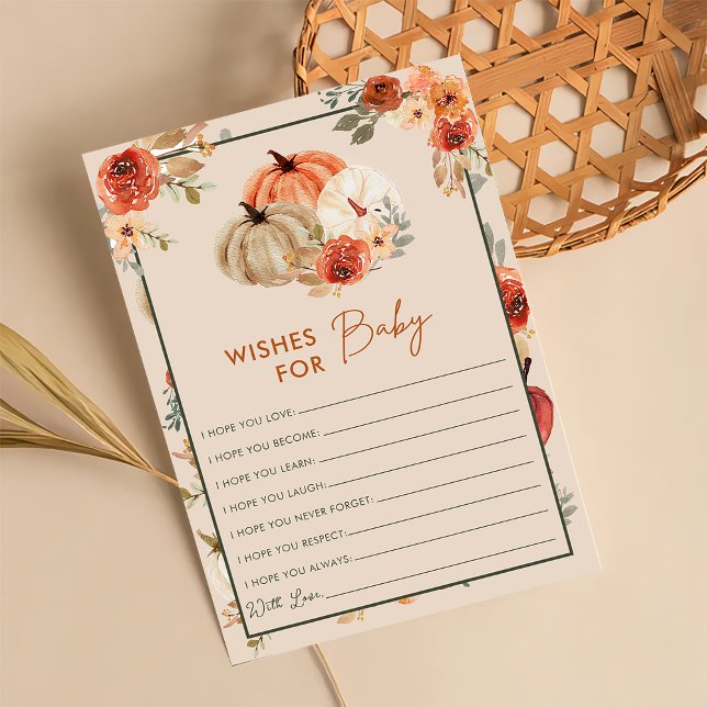 Boho höstpumpa önskar för Baby Shower spelkort Inbjudningar (Skapare uppladdad)