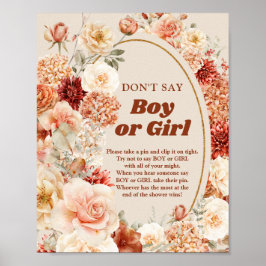 Boho höstträdgård Säg inte BOY eller GIRL-spel Poster